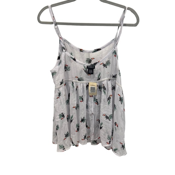 Torrid 0 US 14 NWT $34.50 Toucan Tropical Print Babydoll Cami Tank Swing Top - Picture 5 of 8